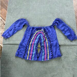 Y2K LULUMARI Bright blue off-the-shoulder Retro Modern Colorful top